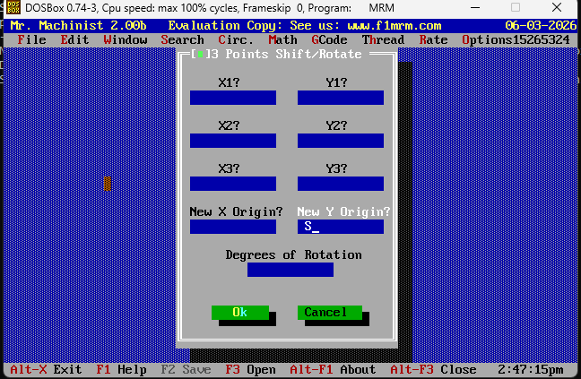 Legacy DOS 3 Points On Circle Screen
