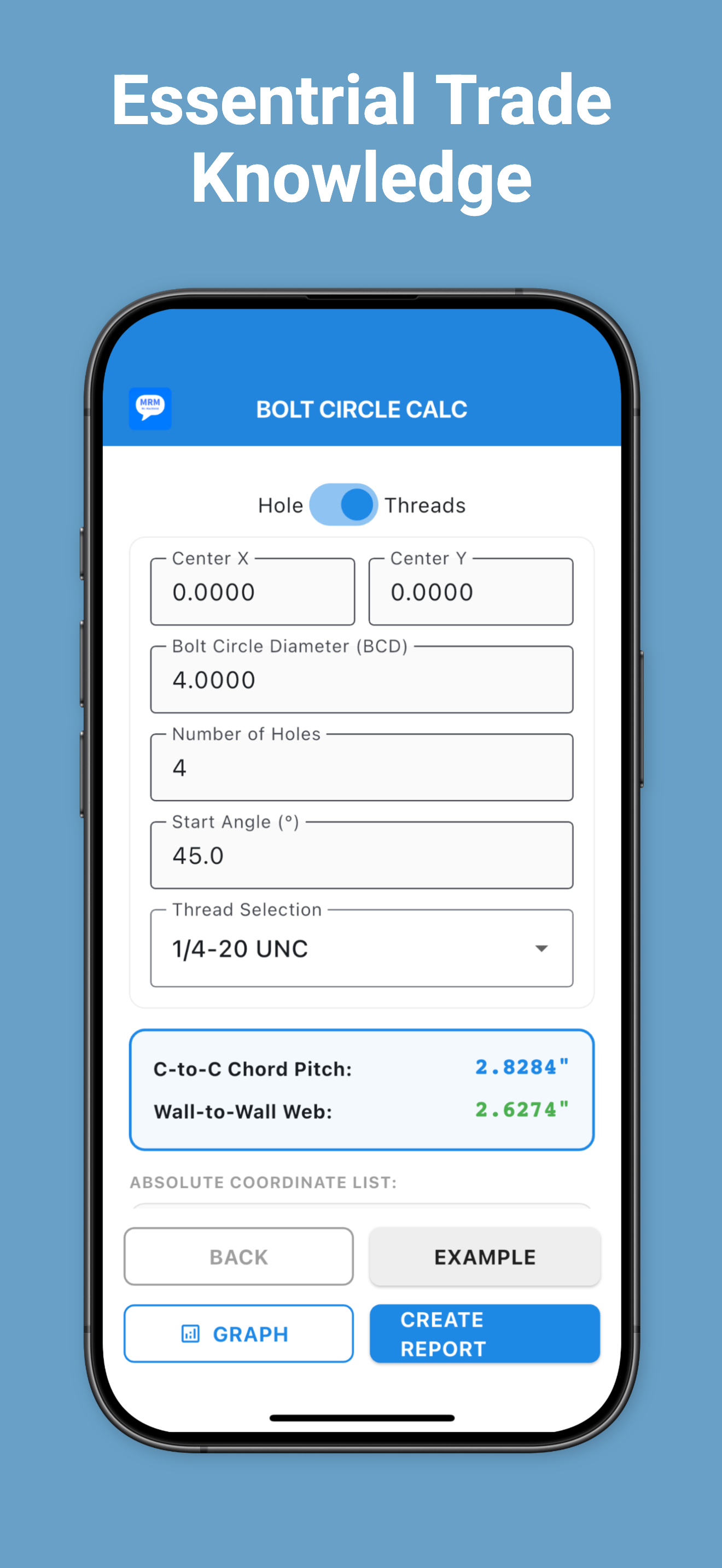 Bolt Circle Calculator Screenshot