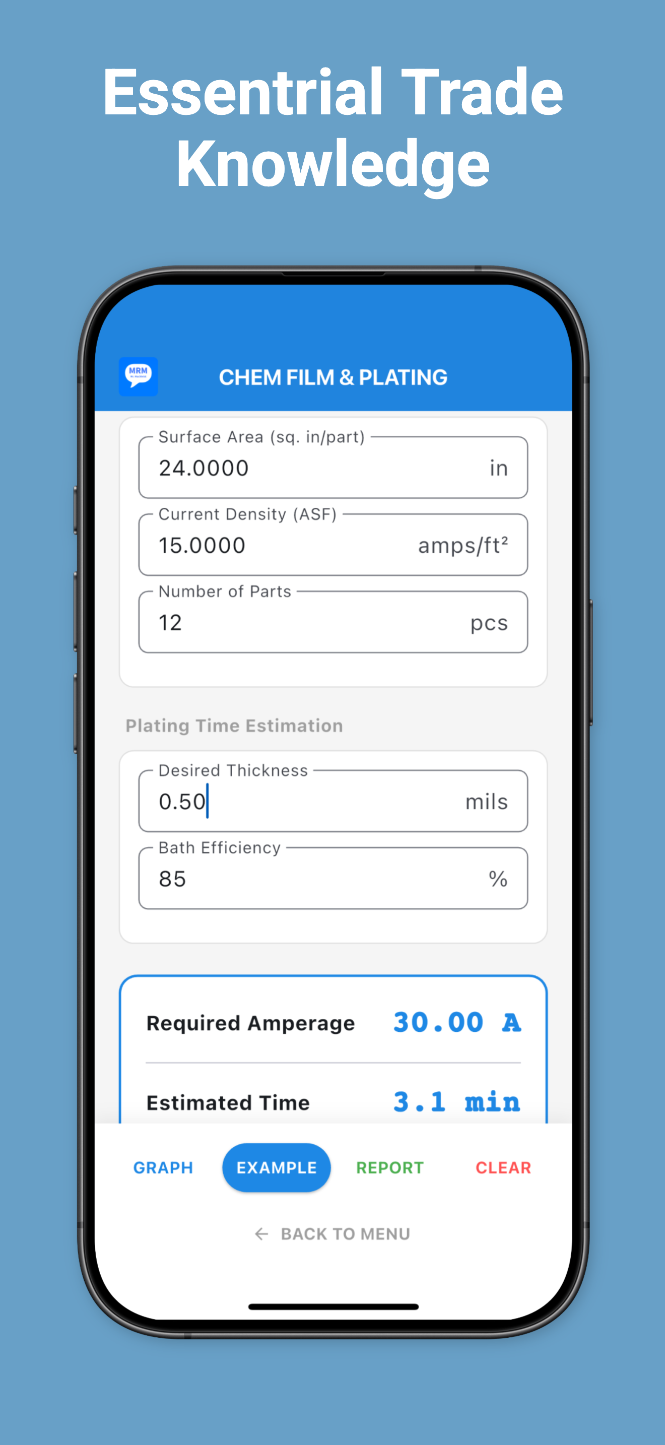 Chem Film & Plating Thickness Calculator Screenshot