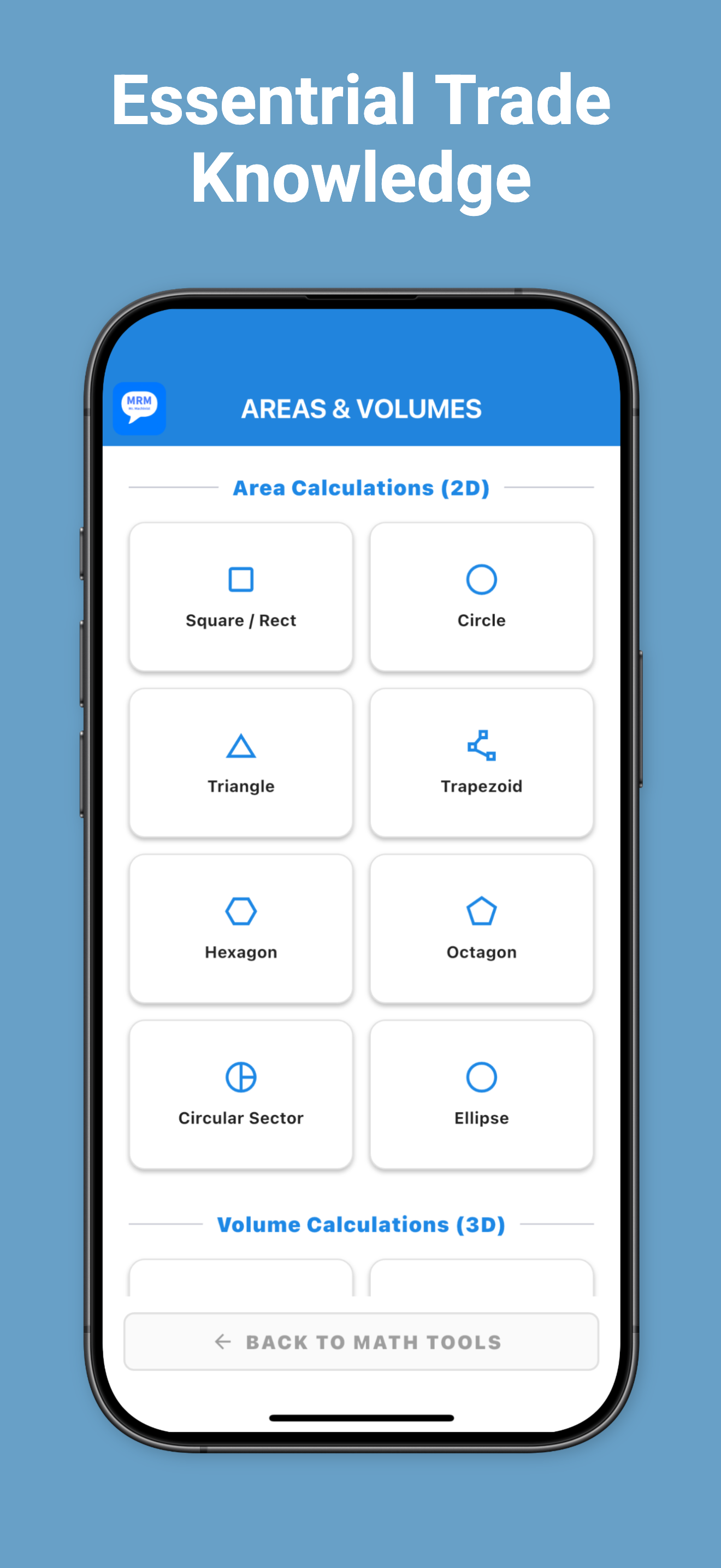 Areas & Volumes Weight Estimator Screenshot
